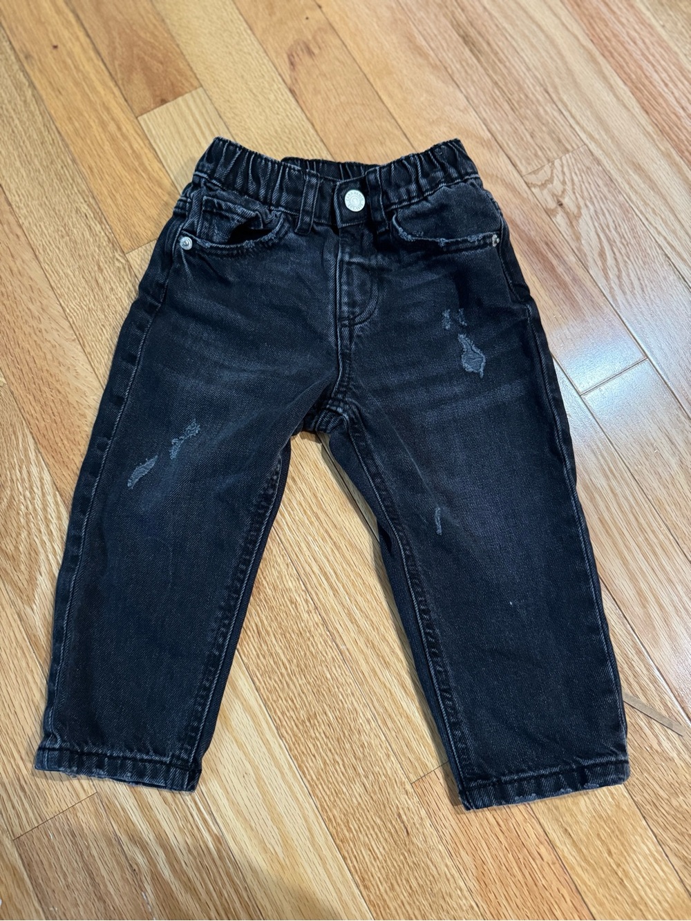 Zara Black Kids Denim Joggers with Faded Detail